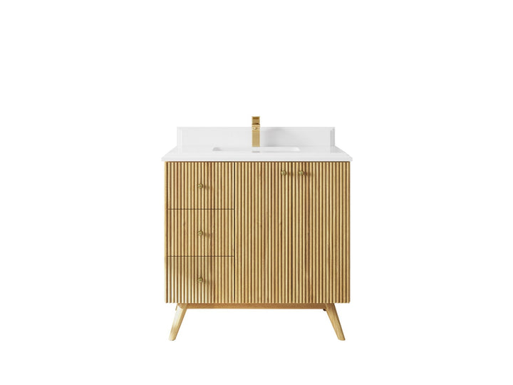 Pasadena Teak Wood 36 in. W x 22 in D Center Sink Bathroom Vanity - photo 15