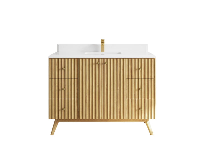 Pasadena Teak Wood 48 in. W x 22 in. D Single Sink Bathroom Vanity - photo 15