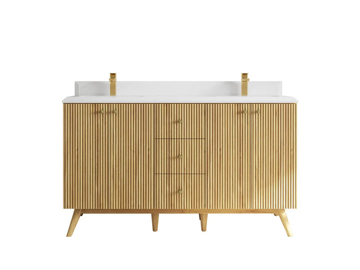 Pasadena Teak Wood 60 in. W x 22 in. D Double Sink Bathroom Vanity - photo 14