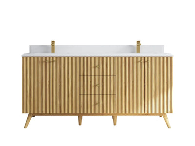 Pasadena Teak Wood 72 in. W x 22 in. D Double Sink Bathroom Vanity