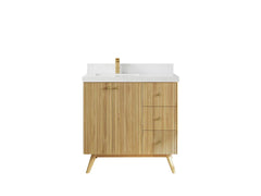Pasadena Teak Wood 36 in. W x 22 in. D Left Offset Sink Bathroom Vanity - photo 15