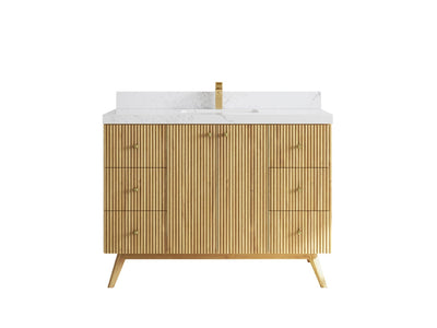 Pasadena Teak Wood 48 in. W x 22 in. D Single Sink Bathroom Vanity