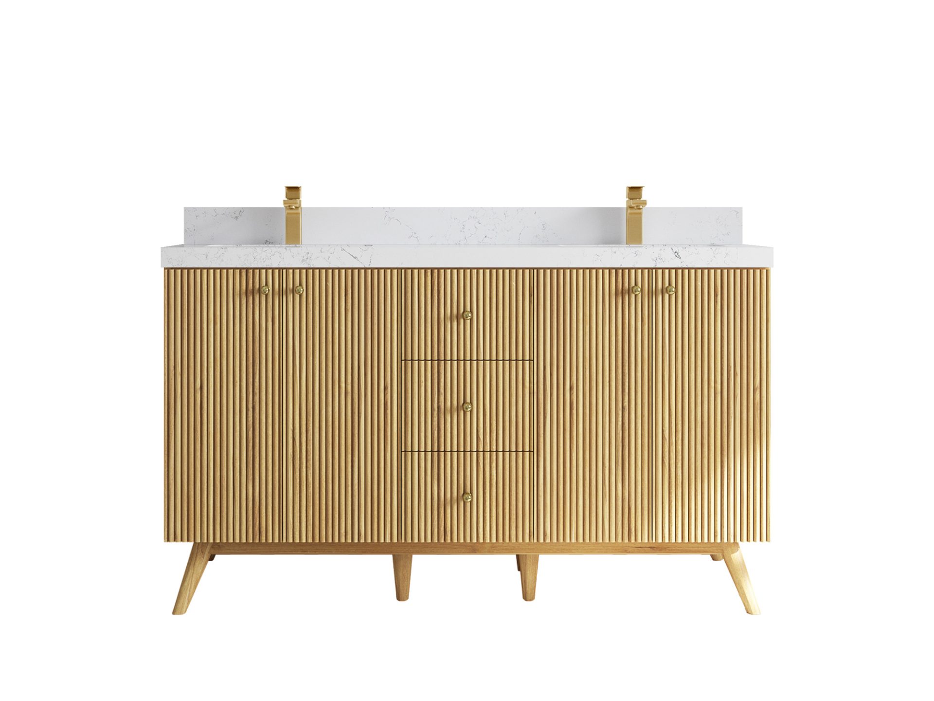 Pasadena Teak Wood 60 in. W x 22 in. D Double Sink Bathroom Vanity