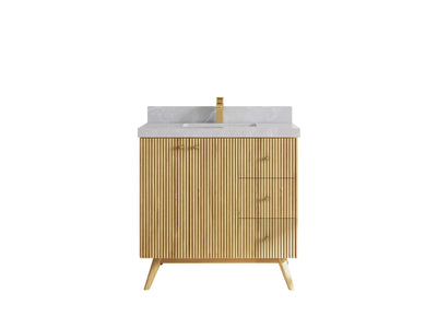 Pasadena Teak Wood 36 in. W x 22 in. D Center Sink Bathroom Vanity