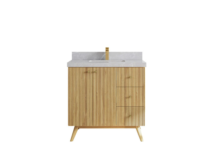 Pasadena Teak Wood 36 in. W x 22 in. D Center Sink Bathroom Vanity - photo 7