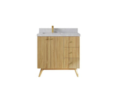 Pasadena Teak Wood 36 in. W x 22 in. D Left Offset Sink Bathroom Vanity - photo 16