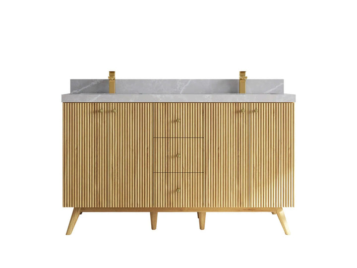 Pasadena Teak Wood 60 in. W x 22 in. D Double Sink Bathroom Vanity - photo 16