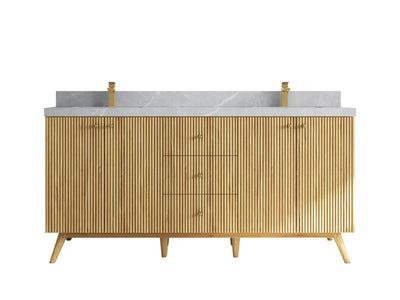 Pasadena Teak Wood 72 in. W x 22 in. D Double Sink Bathroom Vanity