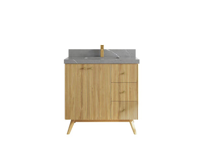 Pasadena Teak Wood 36 in. W x 22 in. D Center Sink Bathroom Vanity