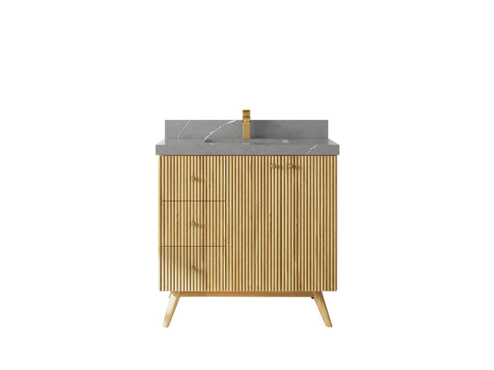 Pasadena Teak Wood 36 in. W x 22 in D Center Sink Bathroom Vanity - photo 18
