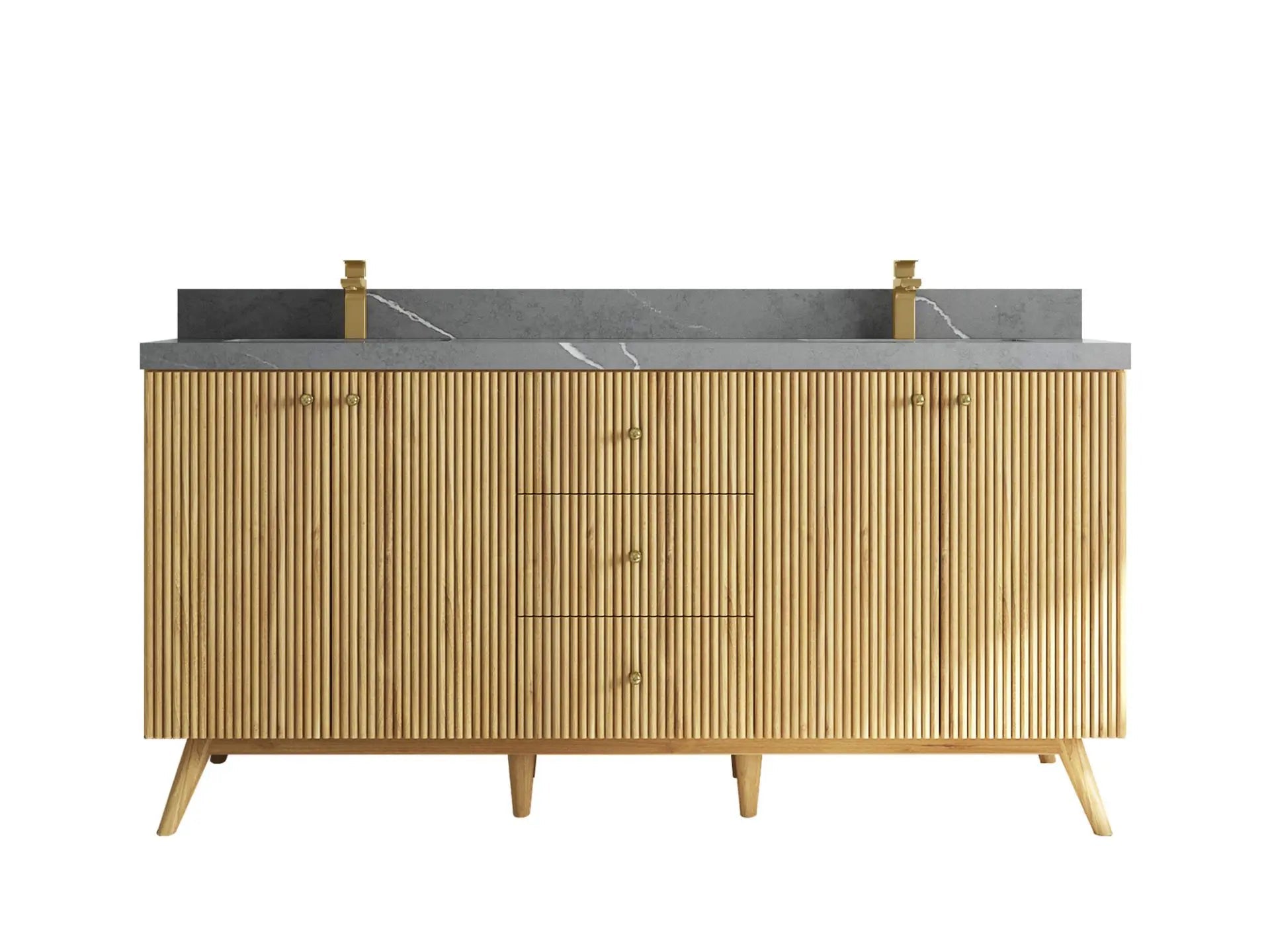 Pasadena Teak Wood 72 in. W x 22 in. D Double Sink Bathroom Vanity