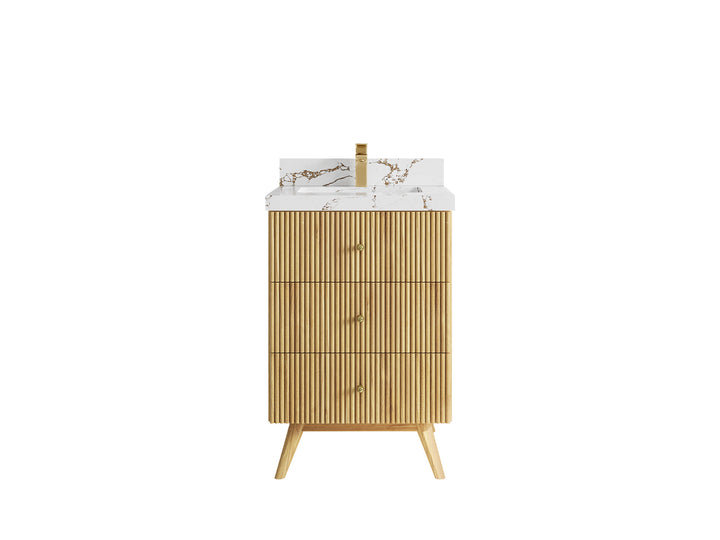 Pasadena Teak Wood 24 in. W x 22 in. D Single Sink Bathroom Vanity - photo 23