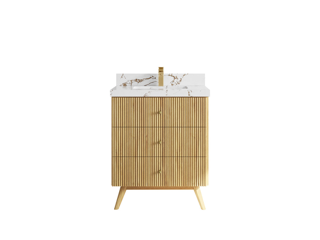 Pasadena Teak Wood 30 in. W x 22 in. D Single Sink Bathroom Vanity