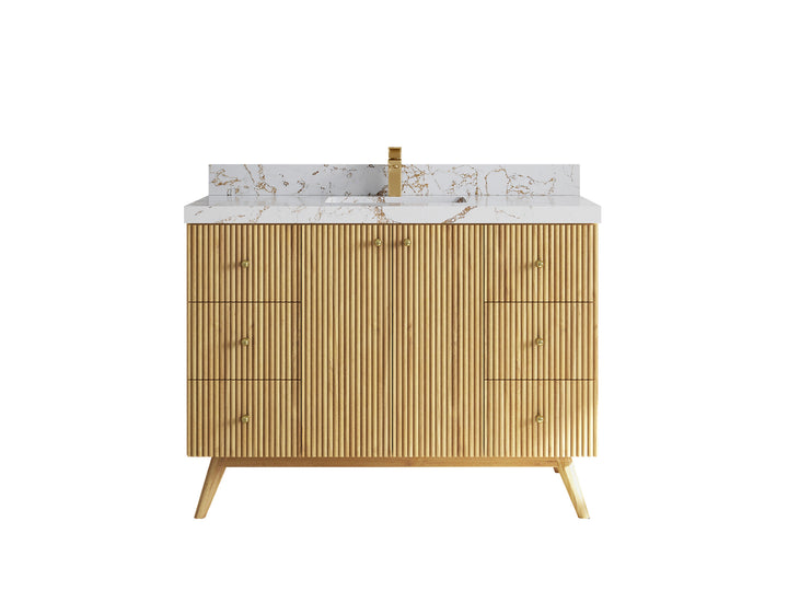 Pasadena Teak Wood 48 in. W x 22 in. D Single Sink Bathroom Vanity - photo 24