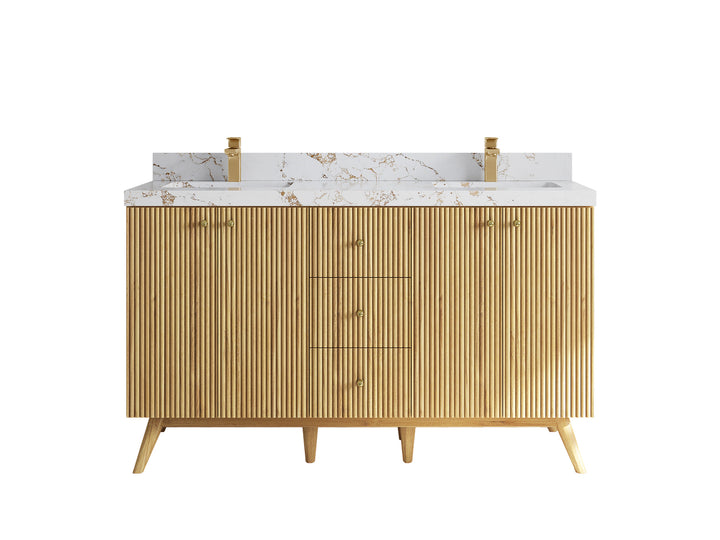 Pasadena Teak Wood 60 in. W x 22 in. D Double Sink Bathroom Vanity - photo 21