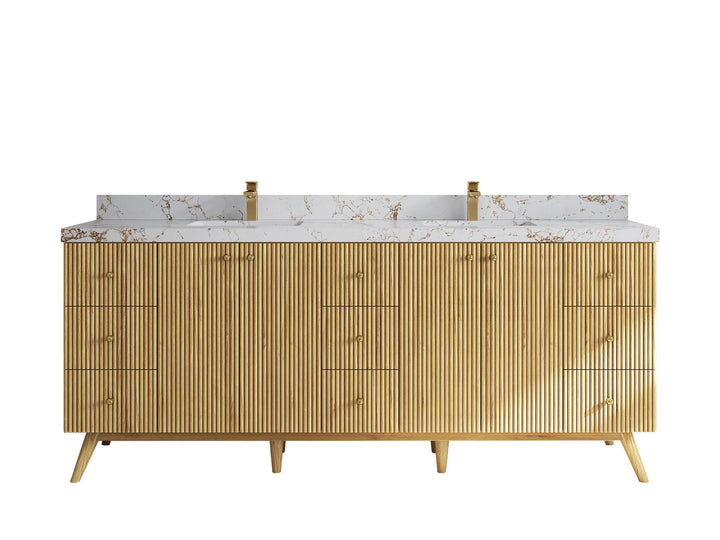 Pasadena Teak Wood 84 in. W x 22 in. D Double Sink Bathroom Vanity - photo 23