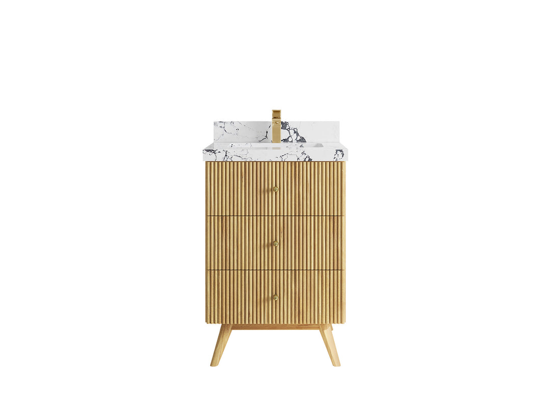 Pasadena Teak Wood 24 in. W x 22 in. D Single Sink Bathroom Vanity