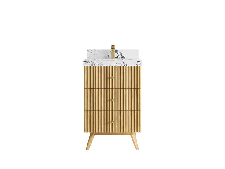 Pasadena Teak Wood 24 in. W x 22 in. D Single Sink Bathroom Vanity - photo 25