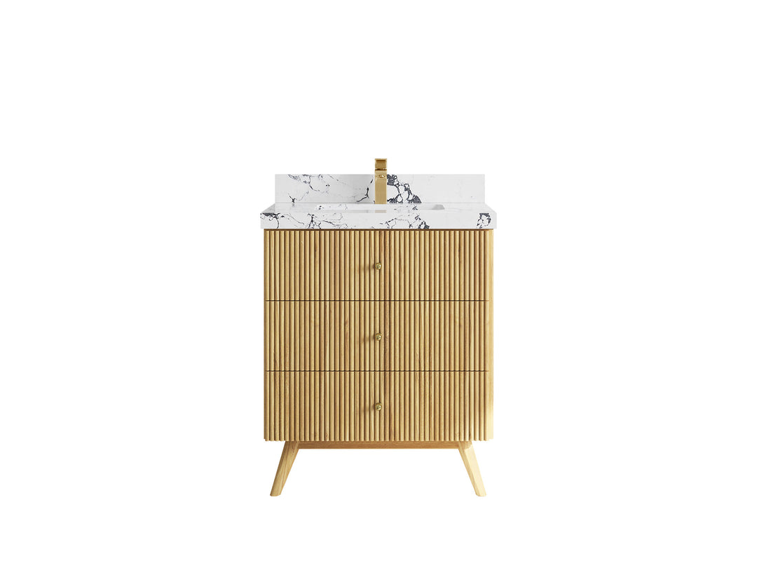 Pasadena Teak Wood 30 in. W x 22 in. D Single Sink Bathroom Vanity