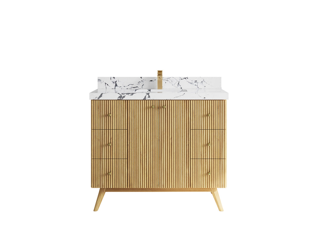 Pasadena Teak Wood 42 in. W x 22 in. D Single Sink Bathroom Vanity