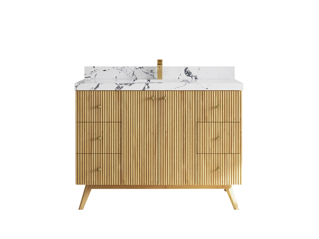 Pasadena Teak Wood 48 in. W x 22 in. D Single Sink Bathroom Vanity