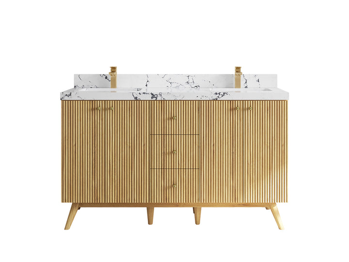 Pasadena Teak Wood 60 in. W x 22 in. D Double Sink Bathroom Vanity - photo 22