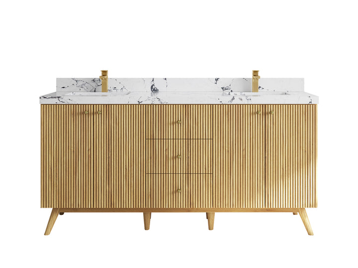 Pasadena Teak Wood 72 in. W x 22 in. D Double Sink Bathroom Vanity - photo 22