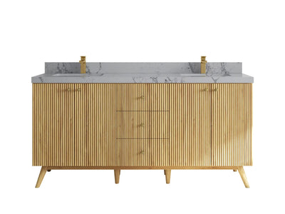 Pasadena Teak Wood 72 in. W x 22 in. D Double Sink Bathroom Vanity