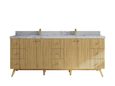 Pasadena Teak Wood 84 in. W x 22 in. D Double Sink Bathroom Vanity