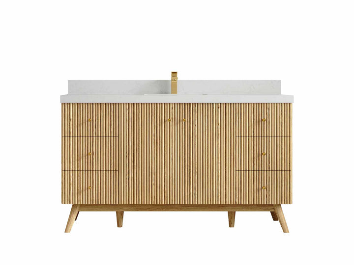 Pasadena Teak Wood 60 in. W x 22 in. D Single Sink Bathroom Vanity - photo 4