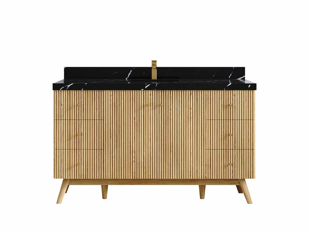 Pasadena Teak Wood 60 in. W x 22 in. D Single Sink Bathroom Vanity