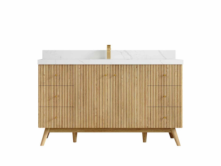 Pasadena Teak Wood 60 in. W x 22 in. D Single Sink Bathroom Vanity - photo 7