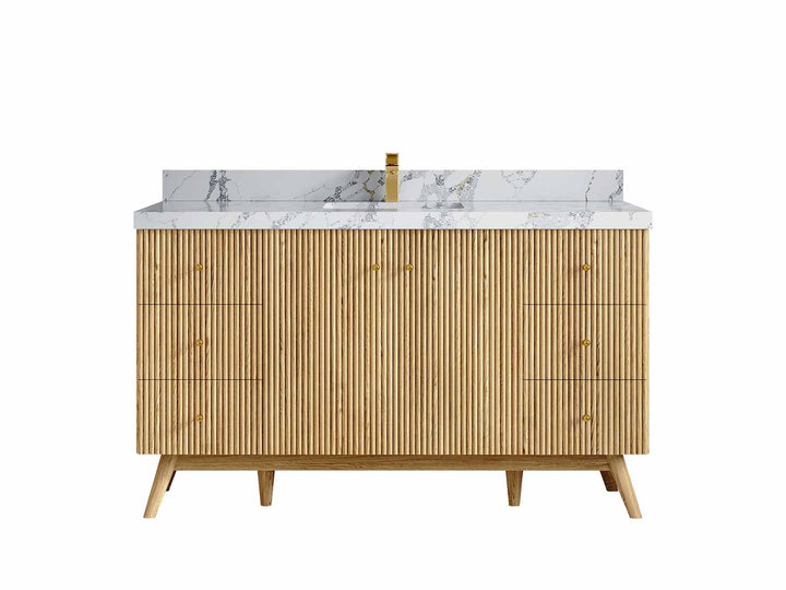 Pasadena Teak Wood 60 in. W x 22 in. D Single Sink Bathroom Vanity - photo 9