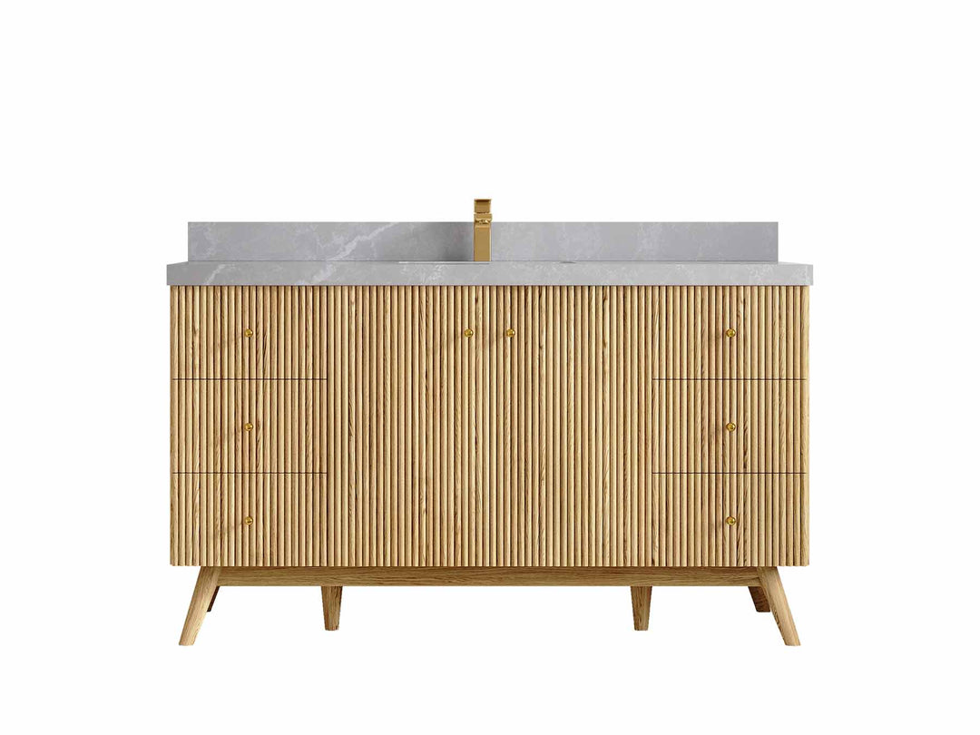 Pasadena Teak Wood 60 in. W x 22 in. D Single Sink Bathroom Vanity