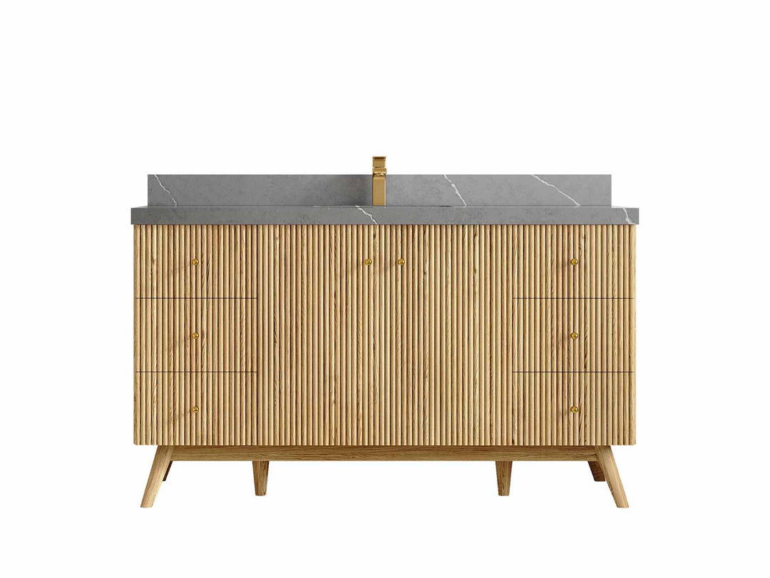 Pasadena Teak Wood 60 in. W x 22 in. D Single Sink Bathroom Vanity