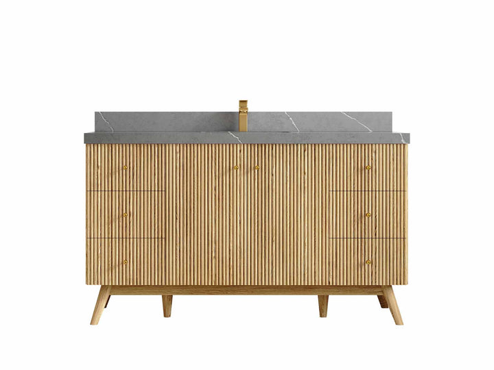 Pasadena Teak Wood 60 in. W x 22 in. D Single Sink Bathroom Vanity - photo 16
