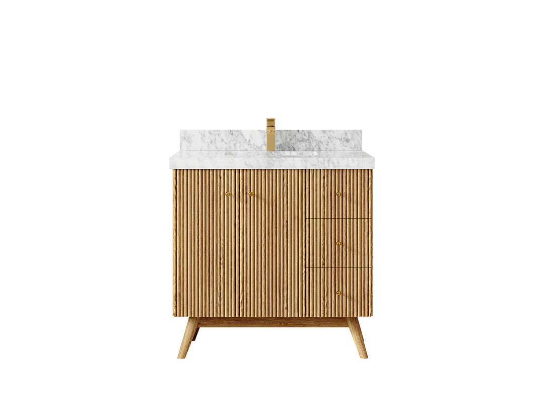 Pasadena White Oak 36 in. W x 22 in. D Center Sink Bathroom Vanity
