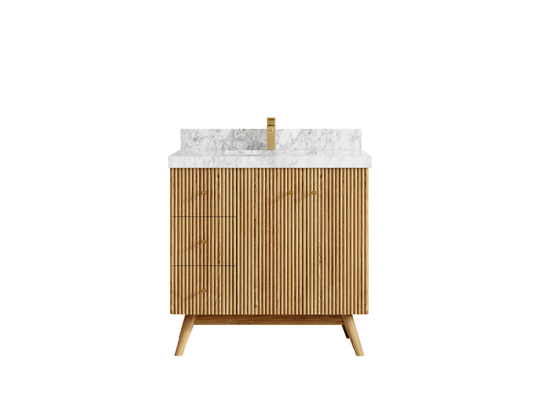 Pasadena White Oak 36 in. W x 22 in. D Center Sink Bathroom Vanity