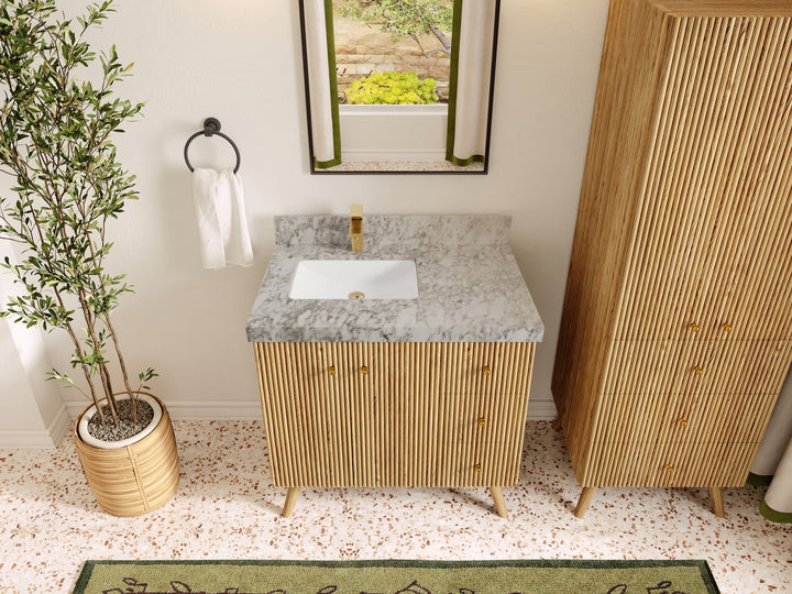 Pasadena White Oak 36 in. W x 22 in. D Left Offset Sink Bathroom Vanity - photo 19