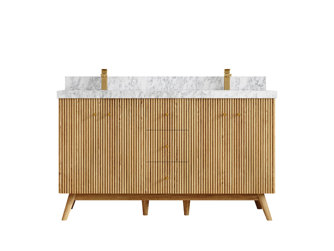 Pasadena White Oak 60 in. W x 22 in. D Double Sink Bathroom Vanity