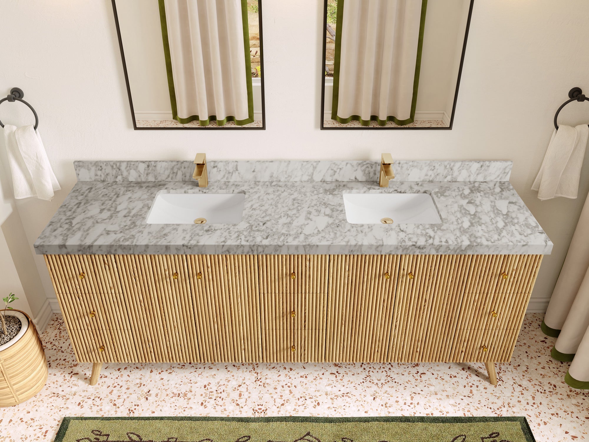 Pasadena White Oak 84 in. W x 22 in. D Double Sink Bathroom Vanity