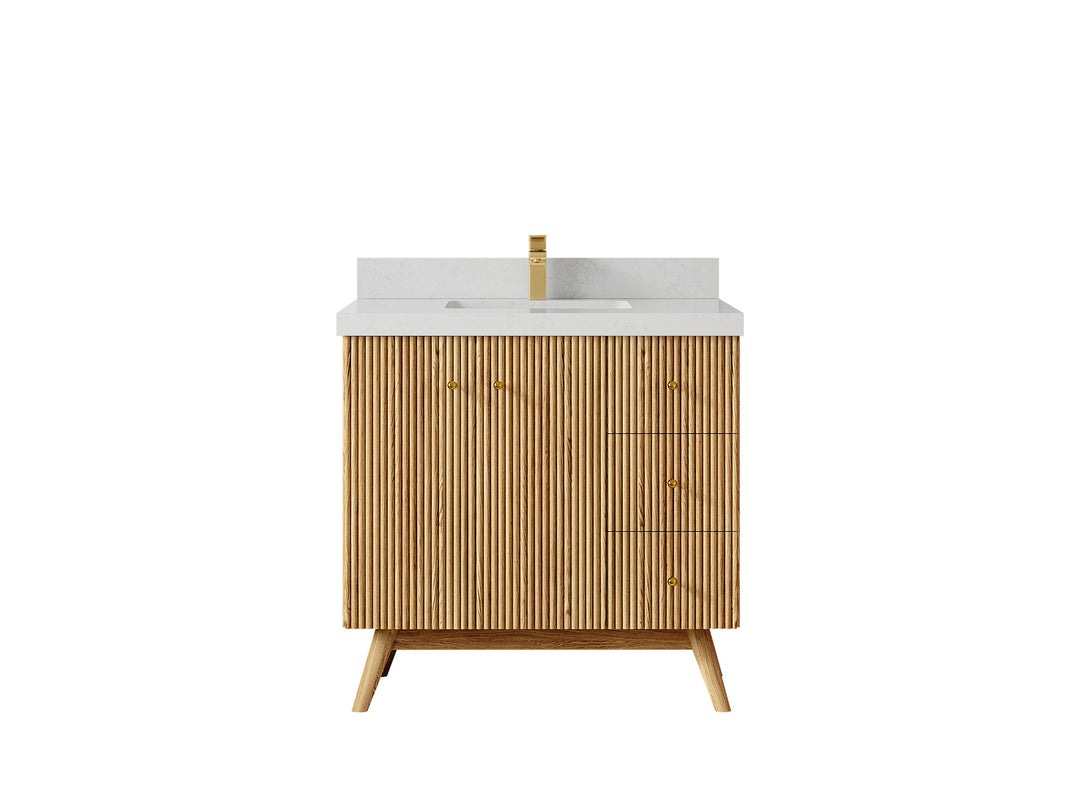 Pasadena White Oak 36 in. W x 22 in. D Center Sink Bathroom Vanity