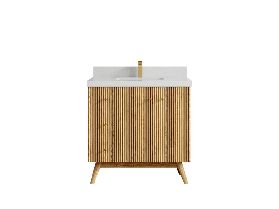 Pasadena White Oak 36 in. W x 22 in. D Center Sink Bathroom Vanity