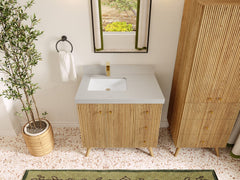 Pasadena White Oak 36 in. W x 22 in. D Left Offset Sink Bathroom Vanity - photo 21
