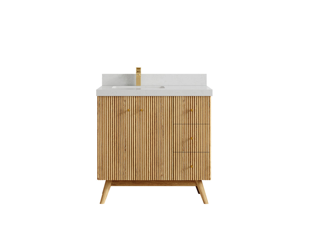 Pasadena White Oak 36 in. W x 22 in. D Left Offset Sink Bathroom Vanity