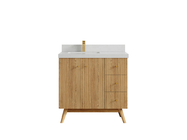 Pasadena White Oak 36 in. W x 22 in. D Left Offset Sink Bathroom Vanity - photo 22