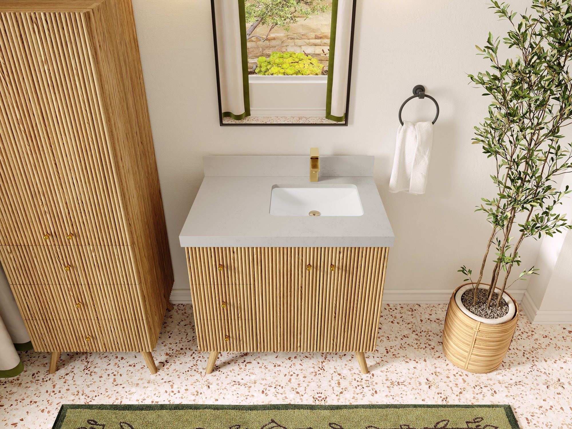 Pasadena White Oak 36 in. W x 22 in. D Right Offset Sink Bathroom Vanity
