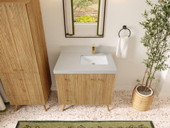 Pasadena White Oak 36 in. W x 22 in. D Right Offset Sink Bathroom Vanity - photo 21