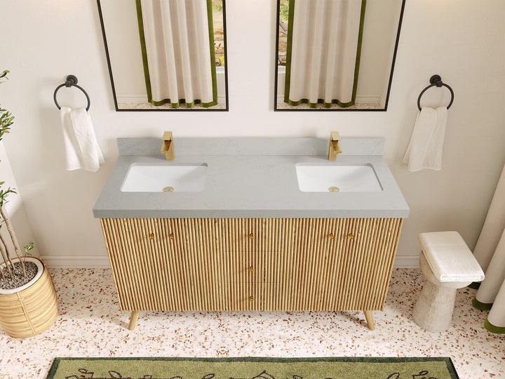 Pasadena White Oak 60 in. W x 22 in. D Double Sink Bathroom Vanity - photo 21