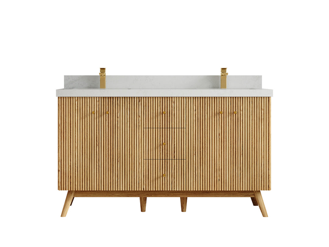 Pasadena White Oak 60 in. W x 22 in. D Double Sink Bathroom Vanity